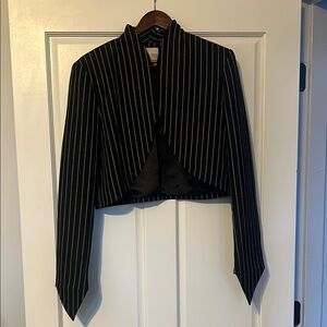 Black CROP Pinstripe Unisex Jacket